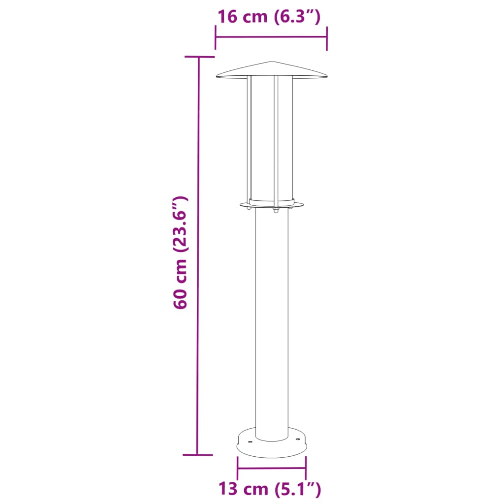 Utendørs gulvlampe svart 60 cm rustfritt stål