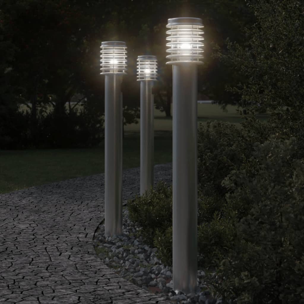 Utendørs gulvlampe sølv 110 cm rustfritt stål