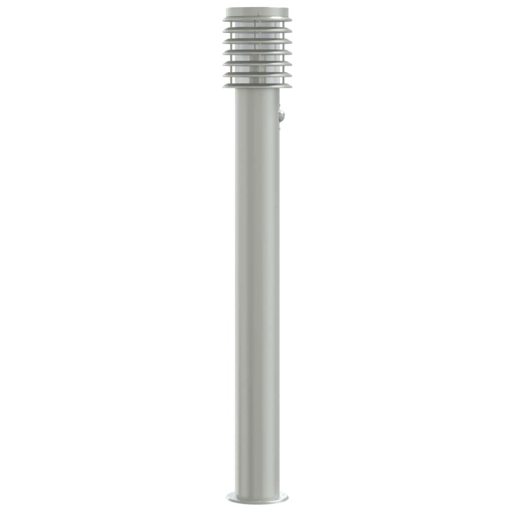 Utendørs gulvlampe med sensor sølv 110 cm rustfritt stål
