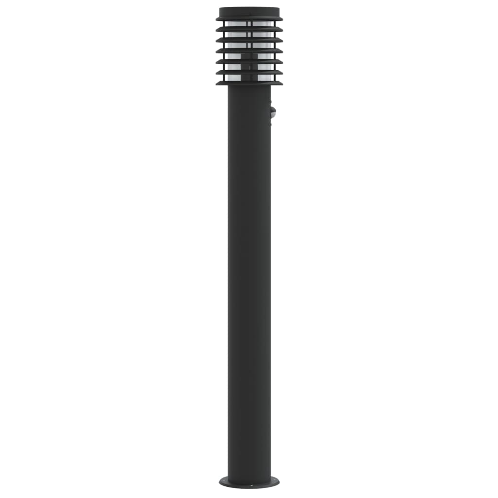 Utendørs gulvlamper sensorer 3 stk svart 110 cm rustfritt stål