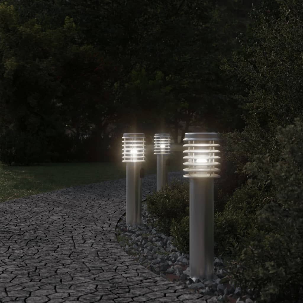 Utendørs gulvlampe med uttak sølv 60 cm rustfritt stål