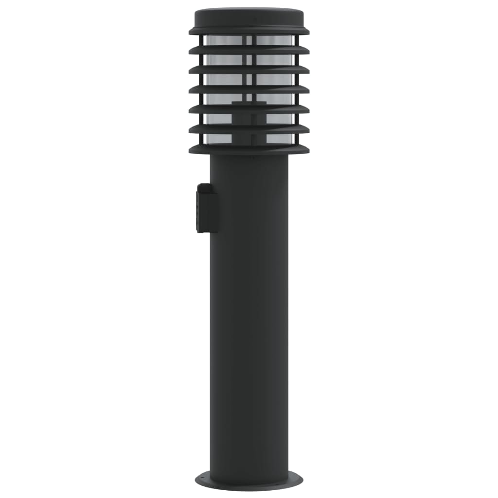 Utendørs gulvlampe med uttak svart 60 cm rustfritt stål