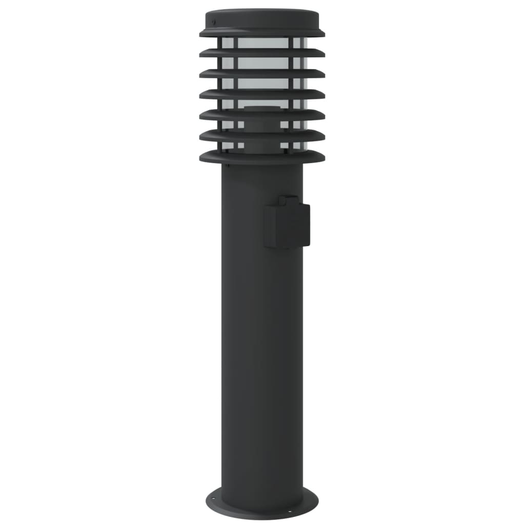 Utendørs gulvlampe med uttak svart 60 cm rustfritt stål