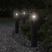 Utendørs gulvlamper med uttak 3 stk svart 60 cm rustfritt stål