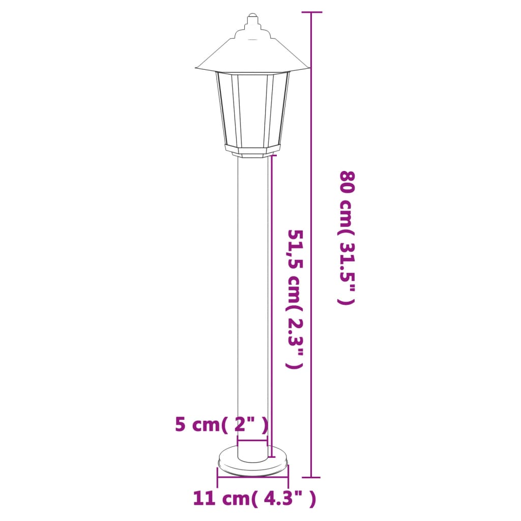 Utendørs gulvlampe sølv 80 cm rustfritt stål
