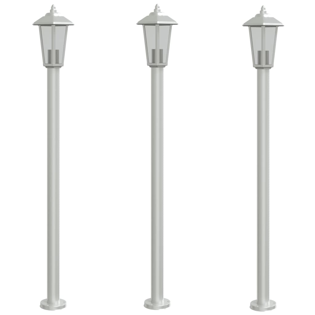 Utendørs gulvlamper 3 stk sølv 120 cm rustfritt stål