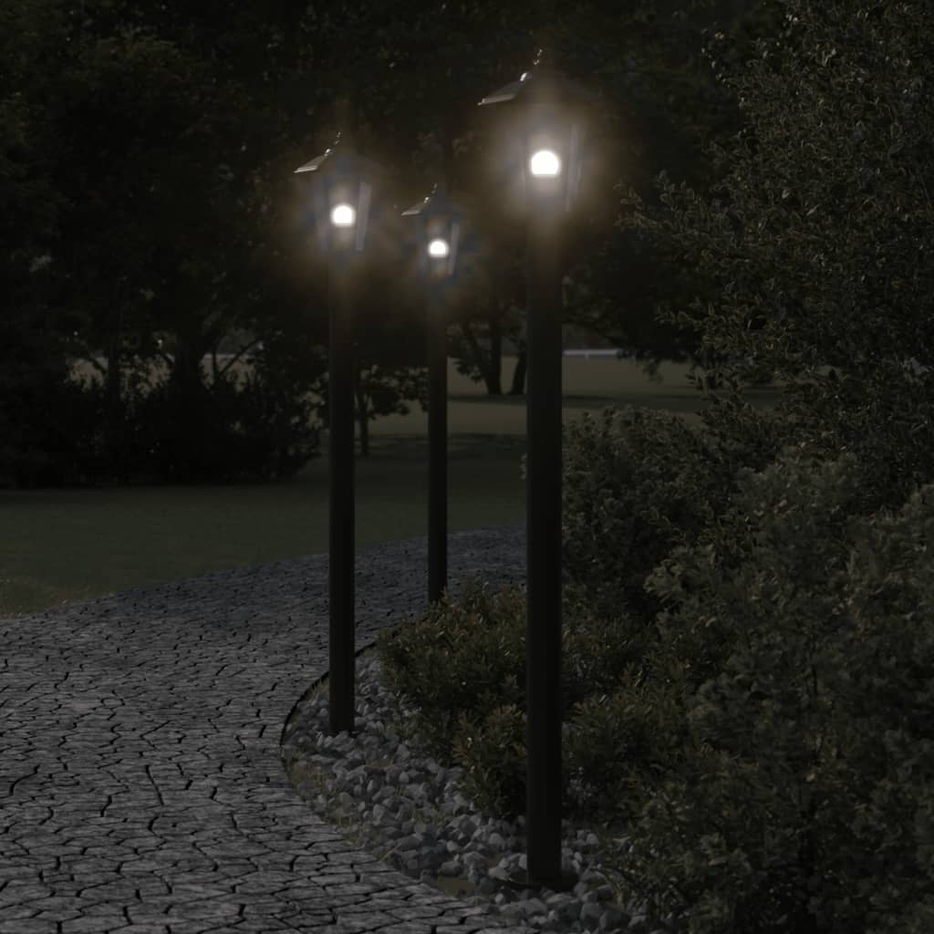 Utendørs gulvlamper 3 stk svart 120 cm rustfritt stål
