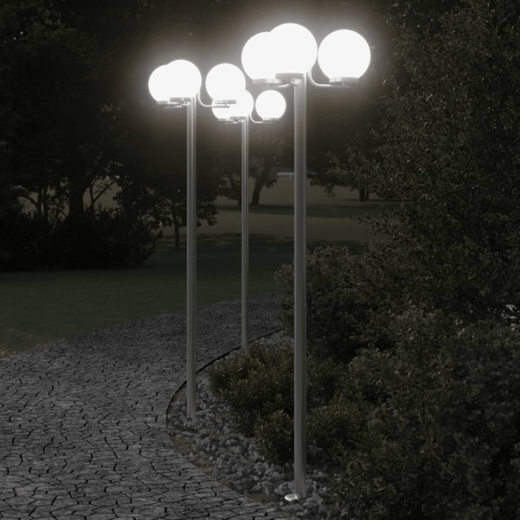 Utendørs gulvlamper 2 stk sølv 215 cm rustfritt stål