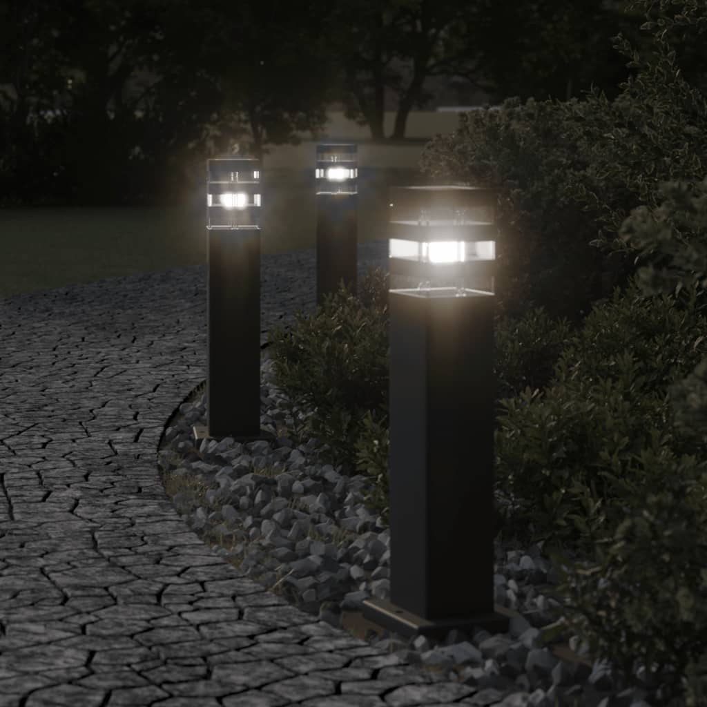 Utendørs gulvlamper 3 stk svart 50 cm aluminium