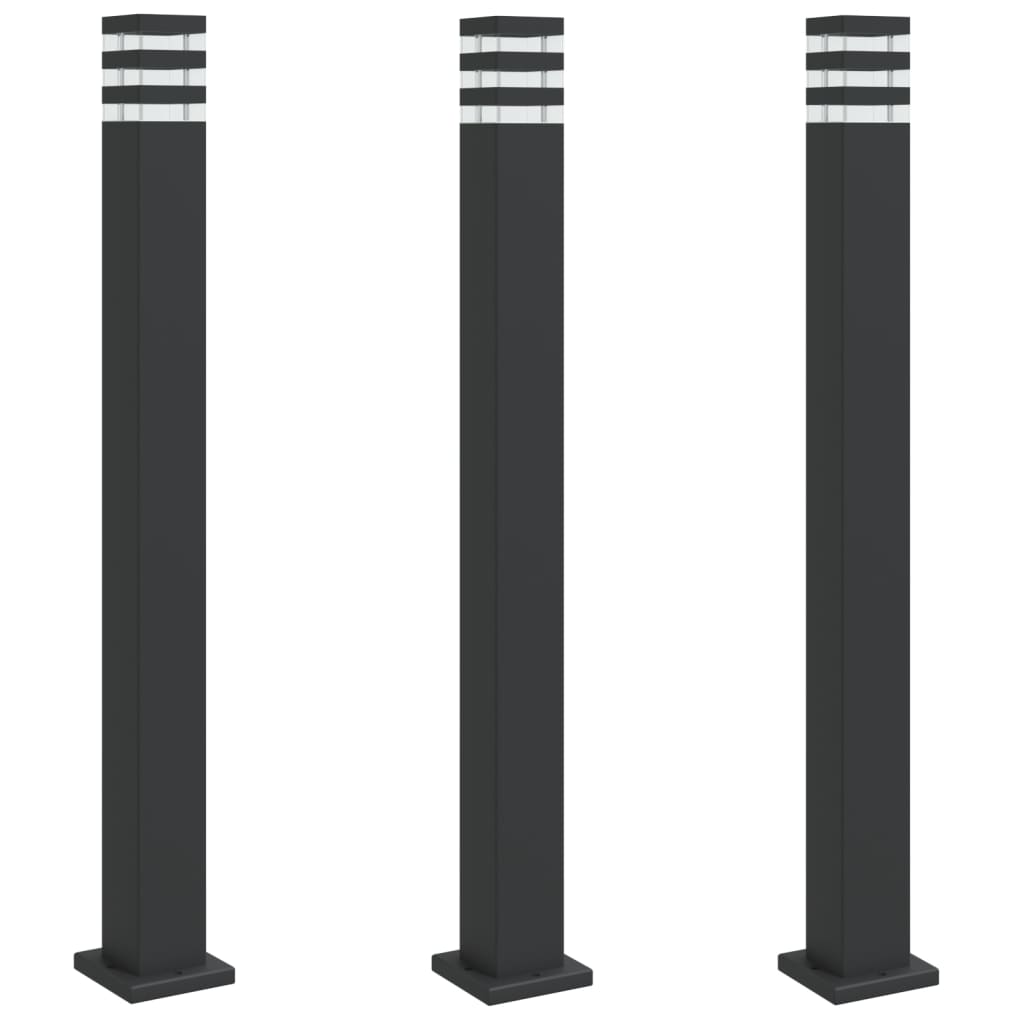 Utendørs gulvlamper 3 stk svart 110 cm aluminium