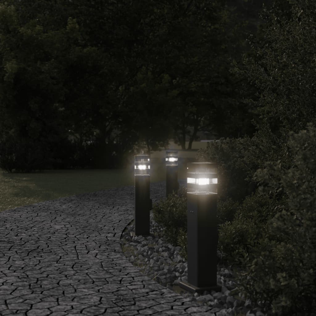 Utendørs gulvlampe med uttak svart 50 cm aluminium