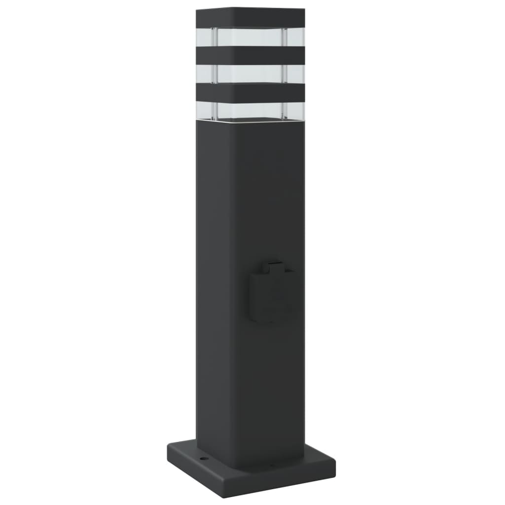 Utendørs gulvlampe med uttak svart 50 cm aluminium