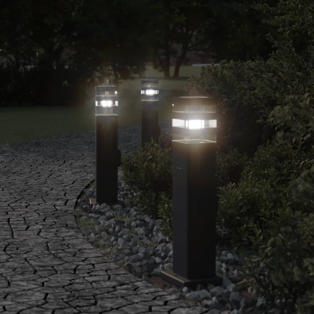 Utendørs gulvlampe med uttak svart 50 cm aluminium