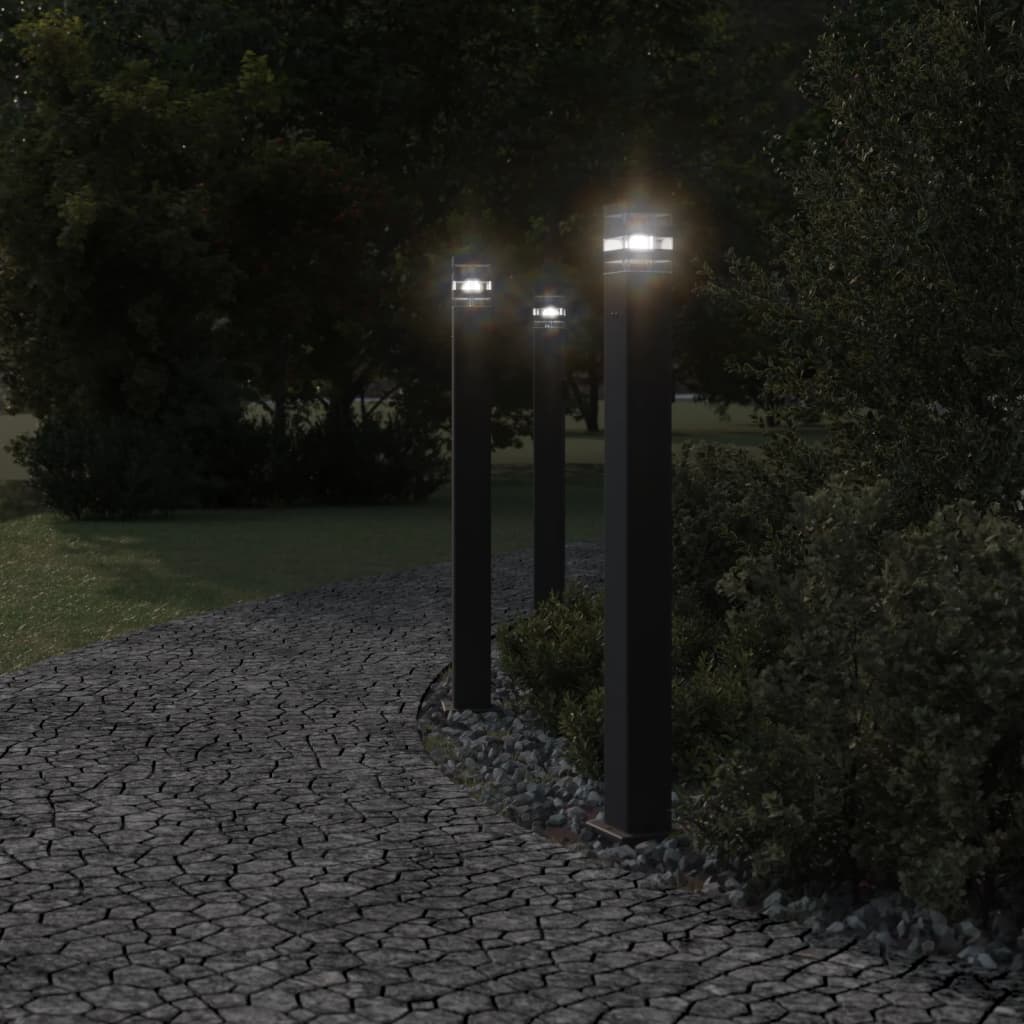 Utendørs gulvlampe med uttak svart 110 cm aluminium