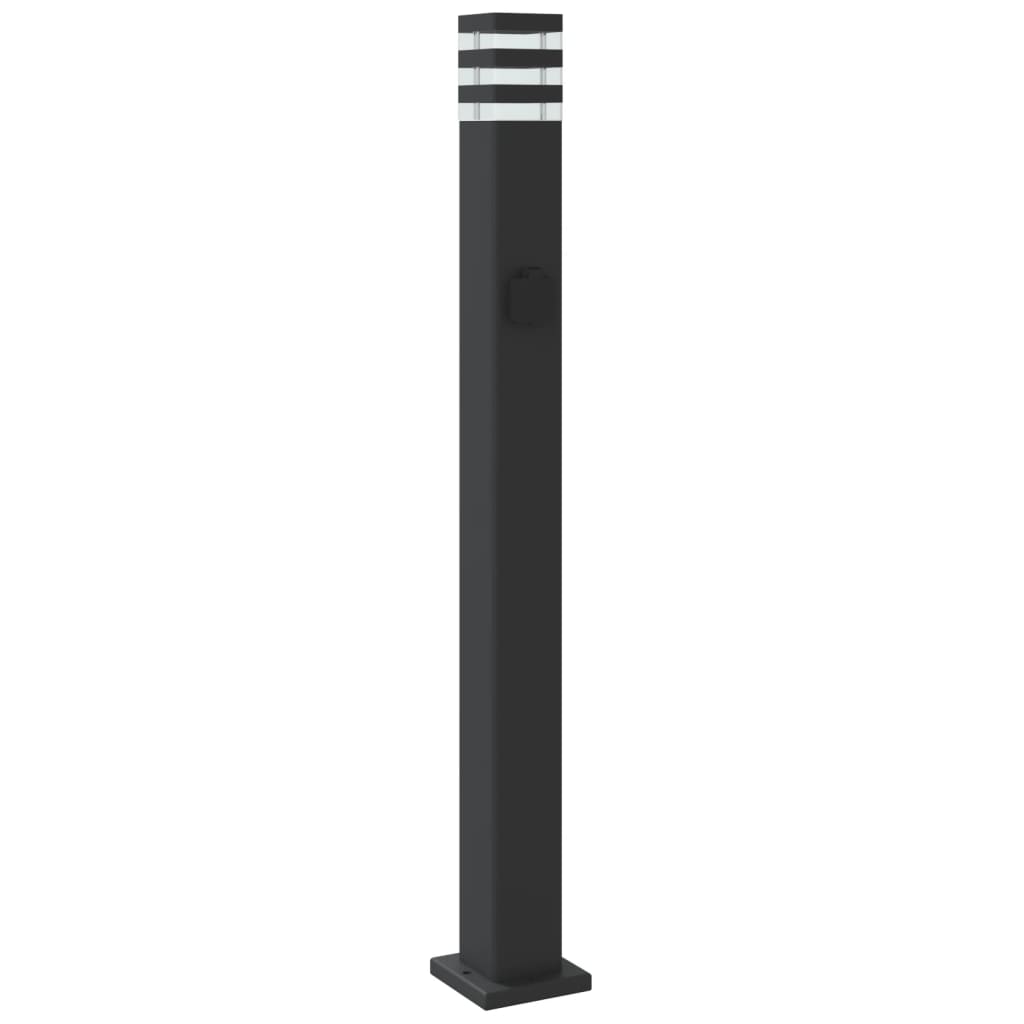 Utendørs gulvlampe med uttak svart 110 cm aluminium