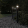 Utendørs gulvlamper med uttak 3 stk svart 110 cm aluminium