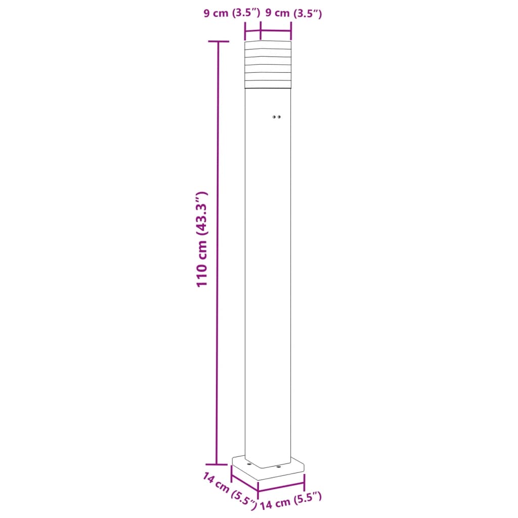 Utendørs gulvlamper med uttak 3 stk svart 110 cm aluminium