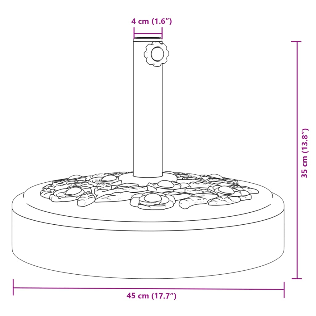 Parasollfot for Ø38 / 48 mm stenger 25 kg rund vidaXL