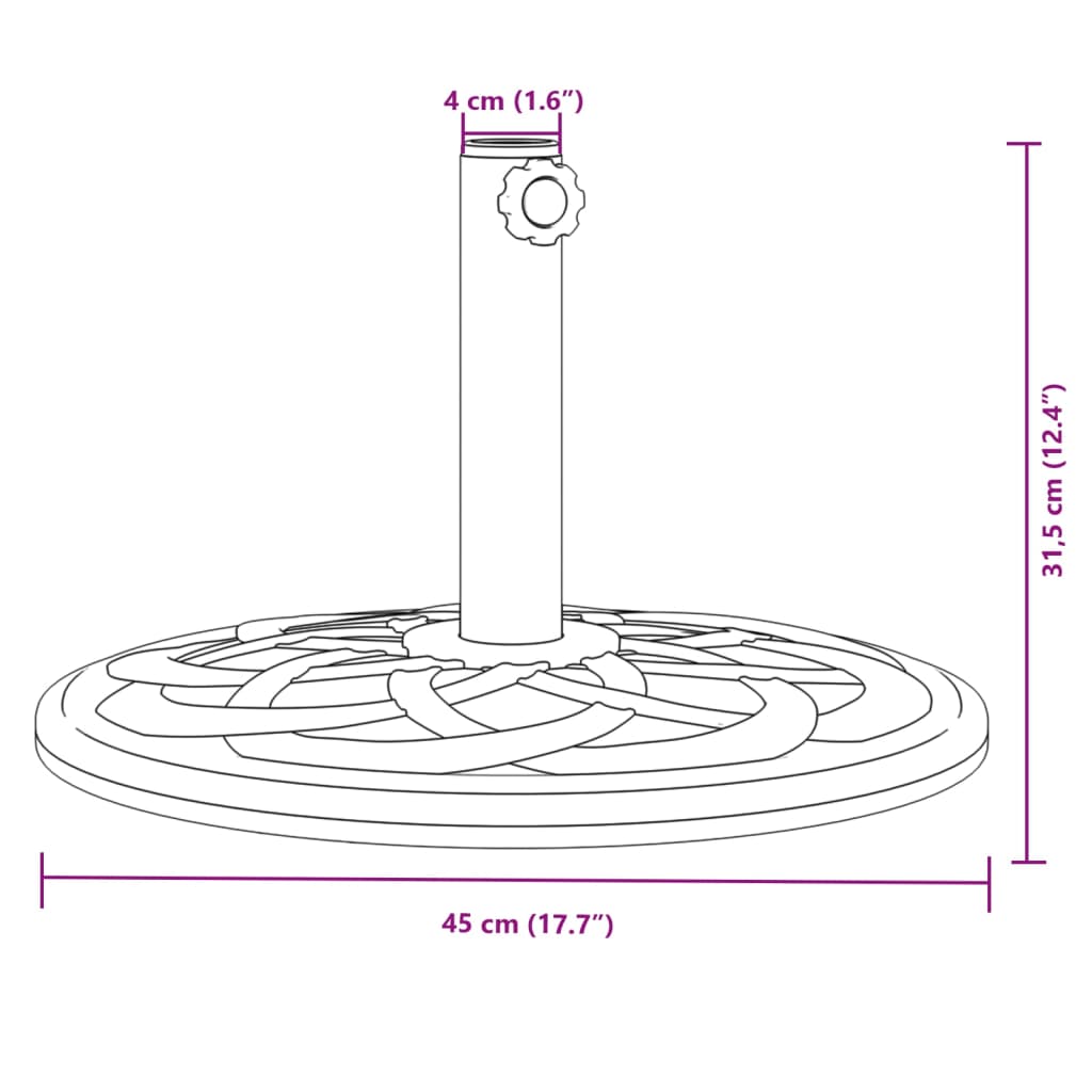 Parasollfot for Ø38 / 48 mm stenger 12 kg rund vidaXL