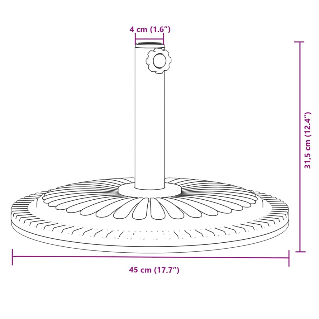 Parasollfot for Ø38 / 48 mm stenger 12 kg rund vidaXL