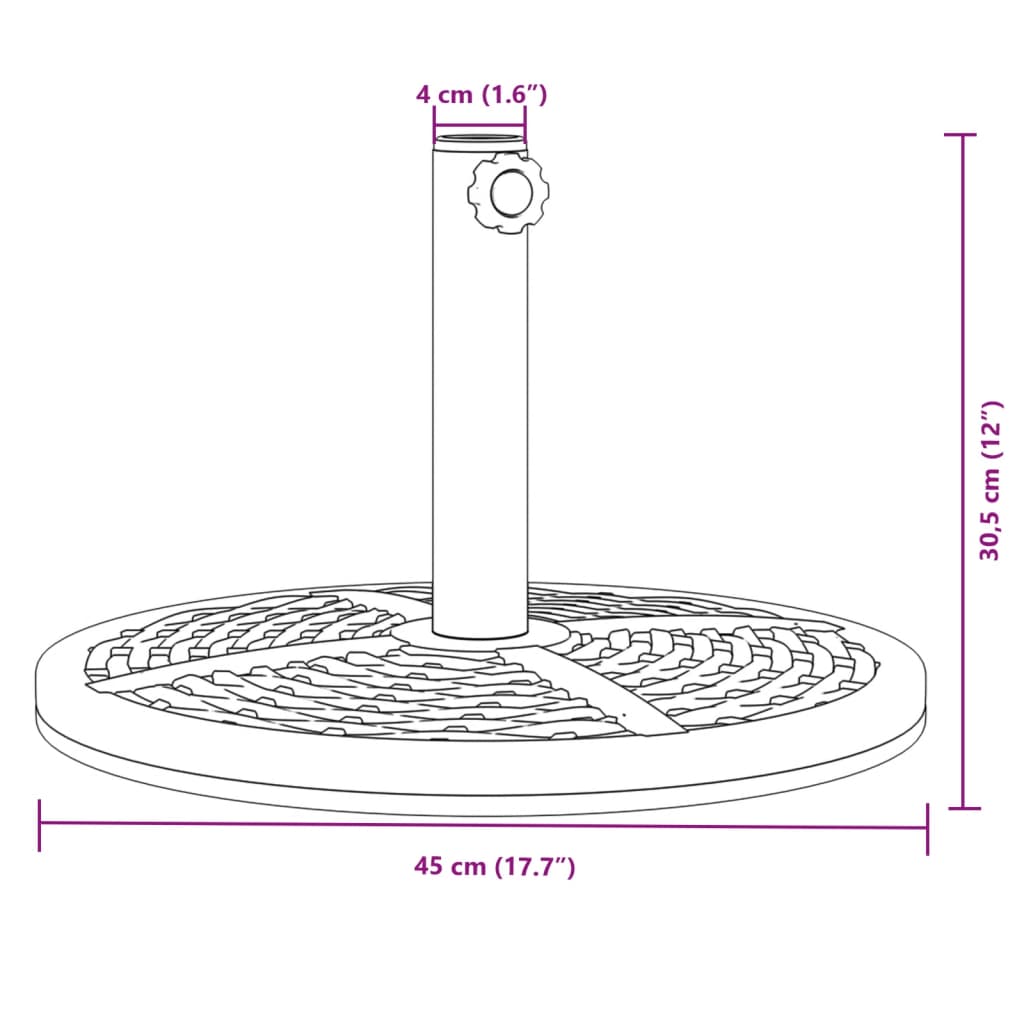 Parasollfot for Ø38 / 48 mm stenger 12 kg rund vidaXL