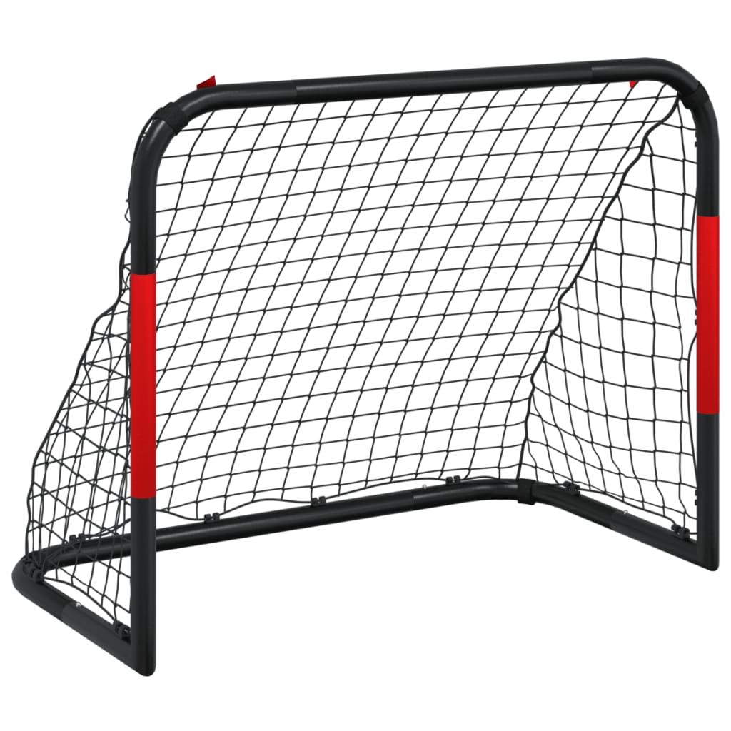 Fotballmål med nett rødt og svart 90x48x71 cm stål