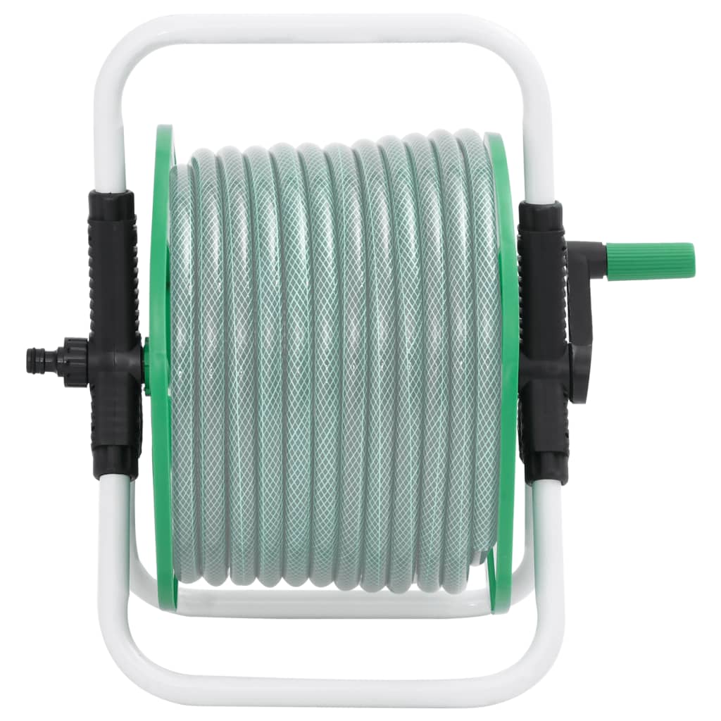 Frittstående slangetrommel for 45 m 1/2" slange stål grønn