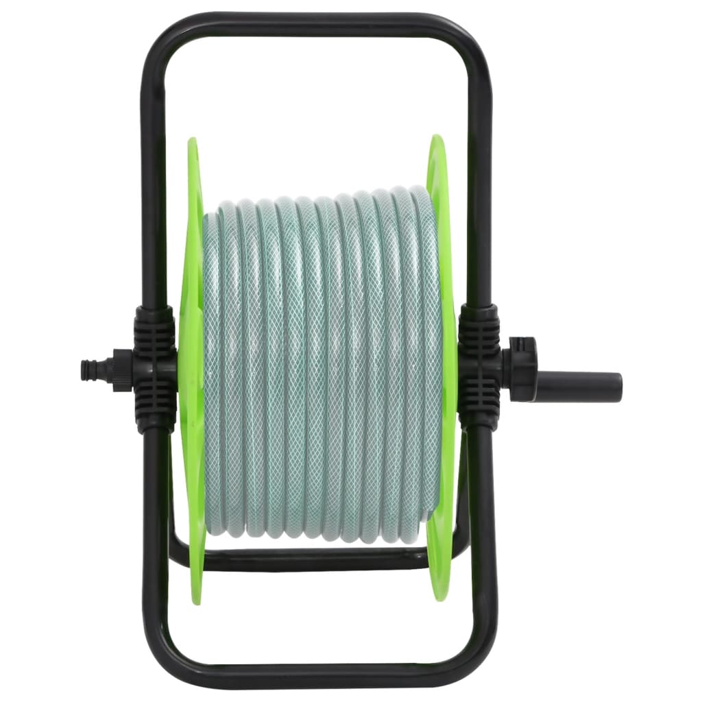 Frittstående slangetrommel for 45 m 1/2" slange stål grønn