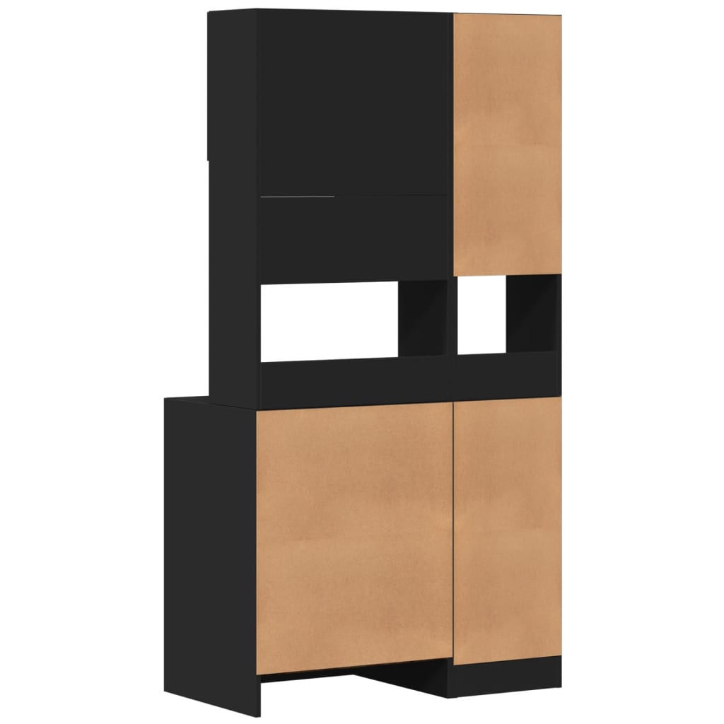 Kjøkkenskap svart 95x50x180 cm konstruert tre