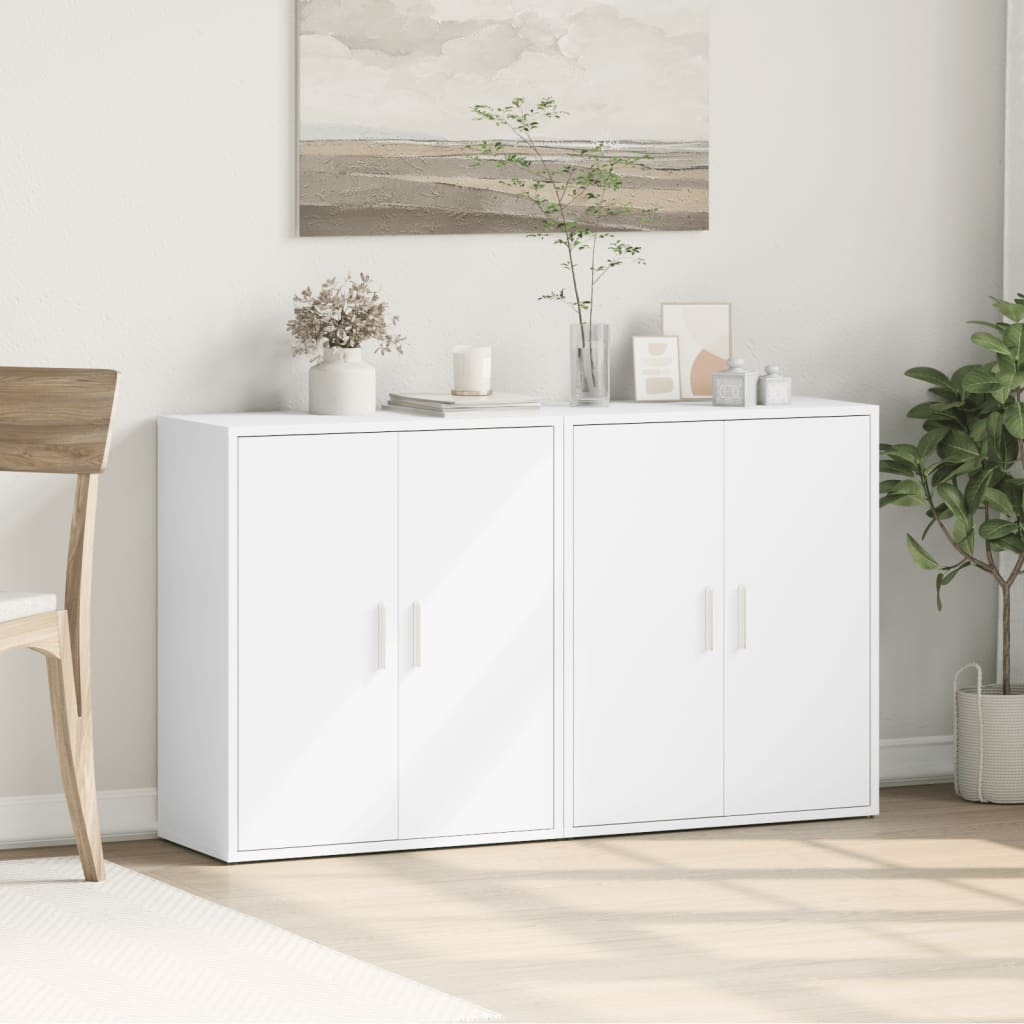 Skjenker 2 stk hvit 60x31x70 cm konstruert tre