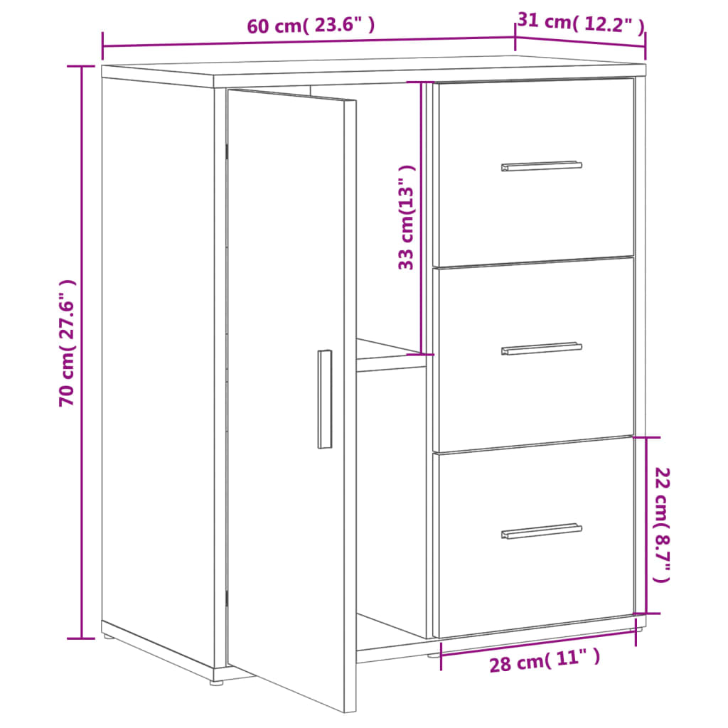 Skjenker 2 røkt eik 60x31x70 cm konstruert tre