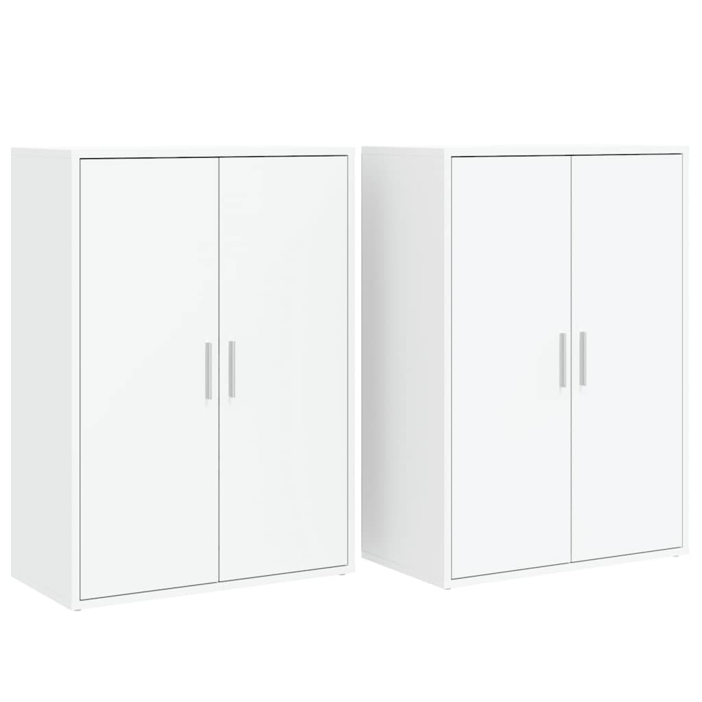 Skjenker 2 stk hvit 60x31x84 cm konstruert tre