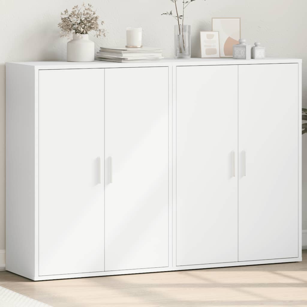 Skjenker 2 stk hvit 60x31x84 cm konstruert tre