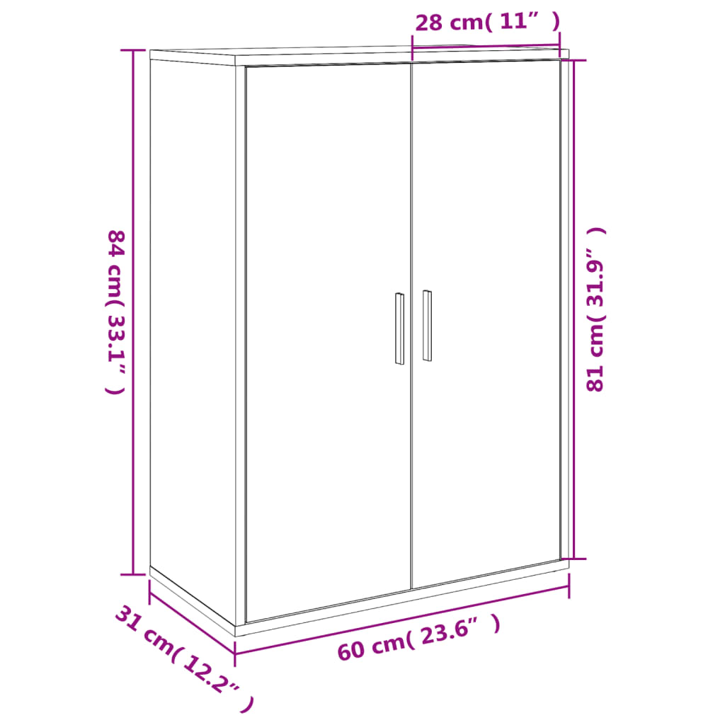 Skjenker 2 stk sonoma eik 60x31x84 cm konstruert tre