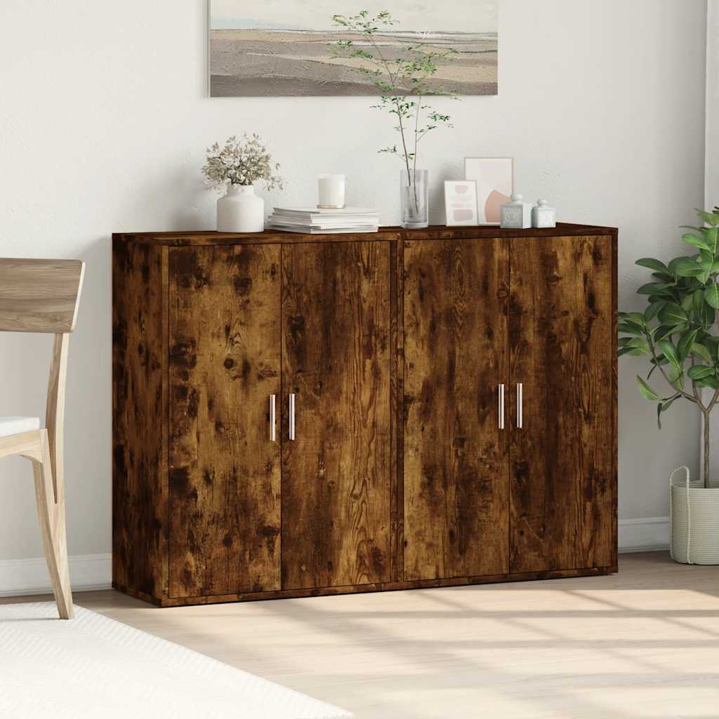 Skjenker 2 stk røkt eik 60x31x84 cm konstruert tre