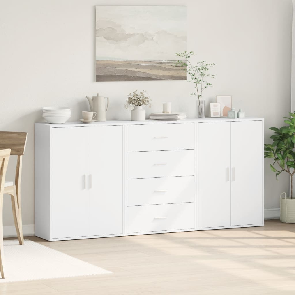 Skjenker 3 stk hvit 60x31x84 cm konstruert tre