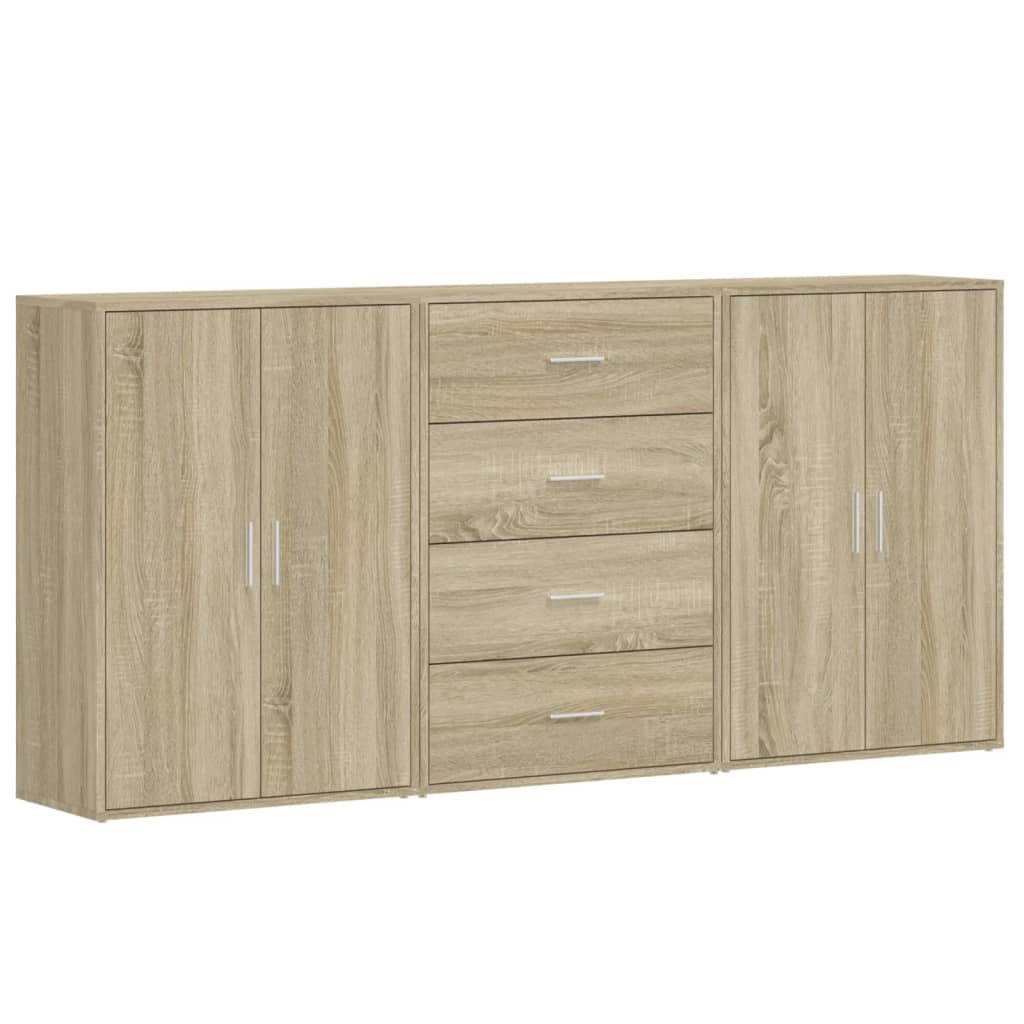 Skjenker 3 stk sonoma eik 60x31x84 cm konstruert tre vidaXL