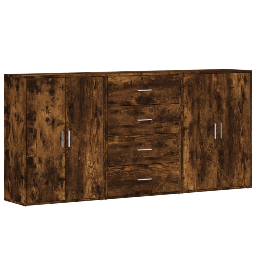 Skjenker 3 stk røkt eik 60x31x84 cm konstruert tre
