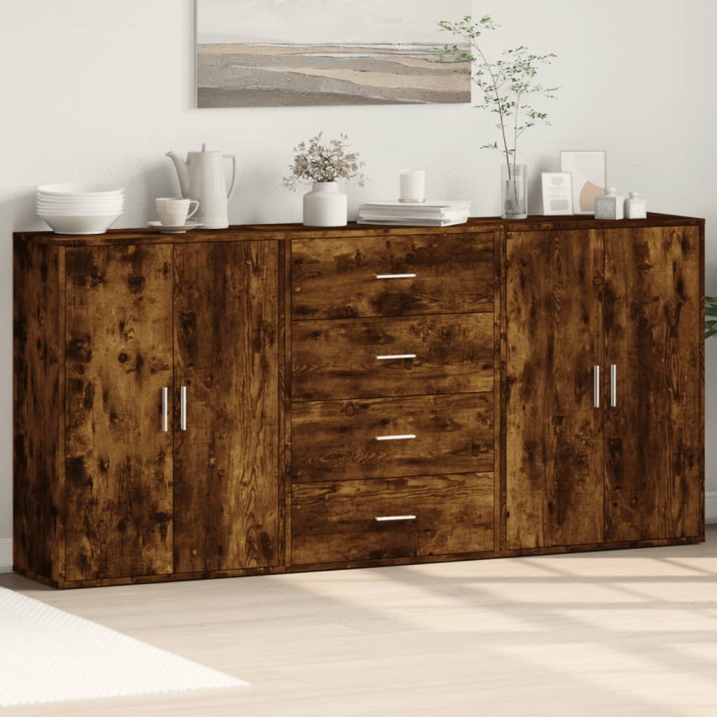 Skjenker 3 stk røkt eik 60x31x84 cm konstruert tre