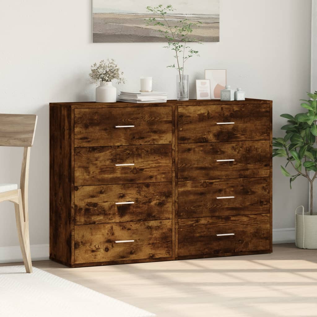 Skjenker 2 stk røkt eik 60x31x84 cm konstruert tre