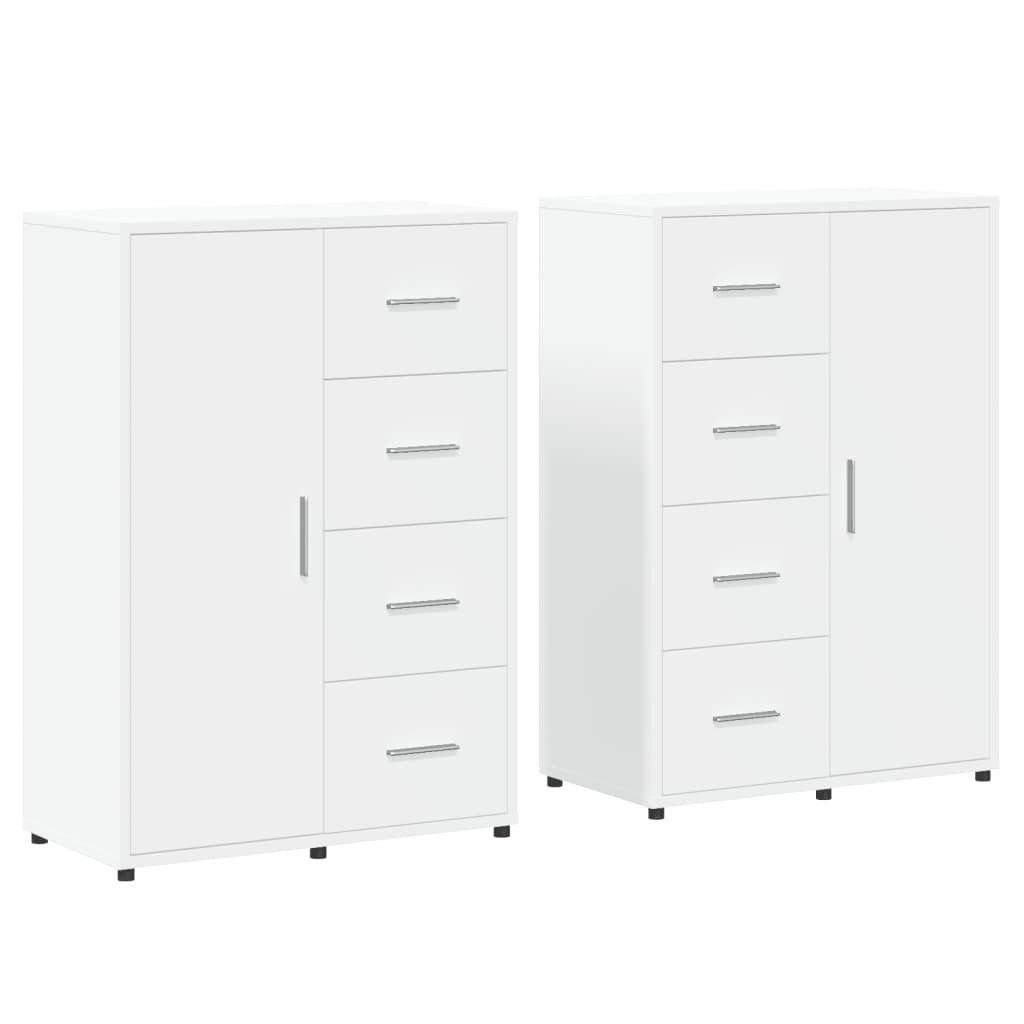 Skjenker 2 stk hvit 60x31x84 cm konstruert tre