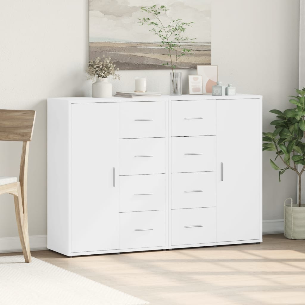 Skjenker 2 stk hvit 60x31x84 cm konstruert tre