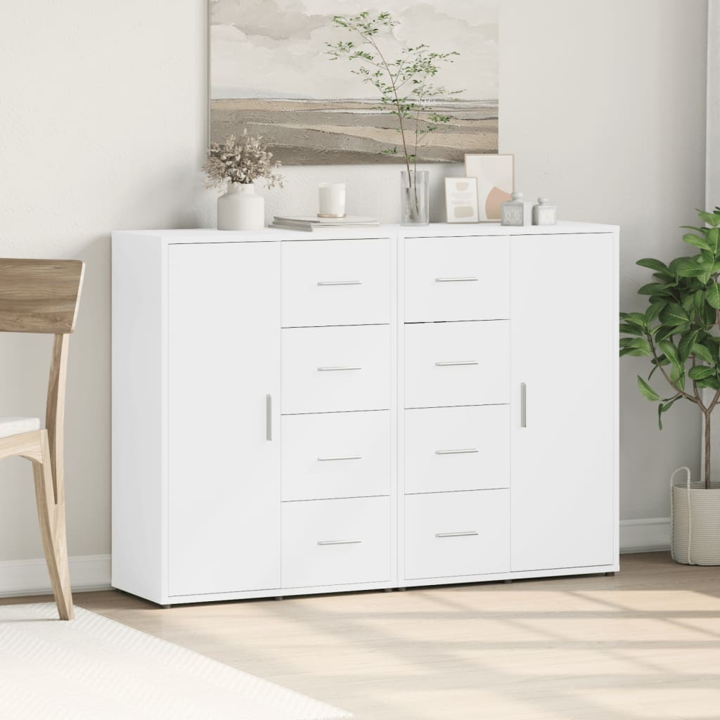 Skjenker 2 stk hvit 60x31x84 cm konstruert tre