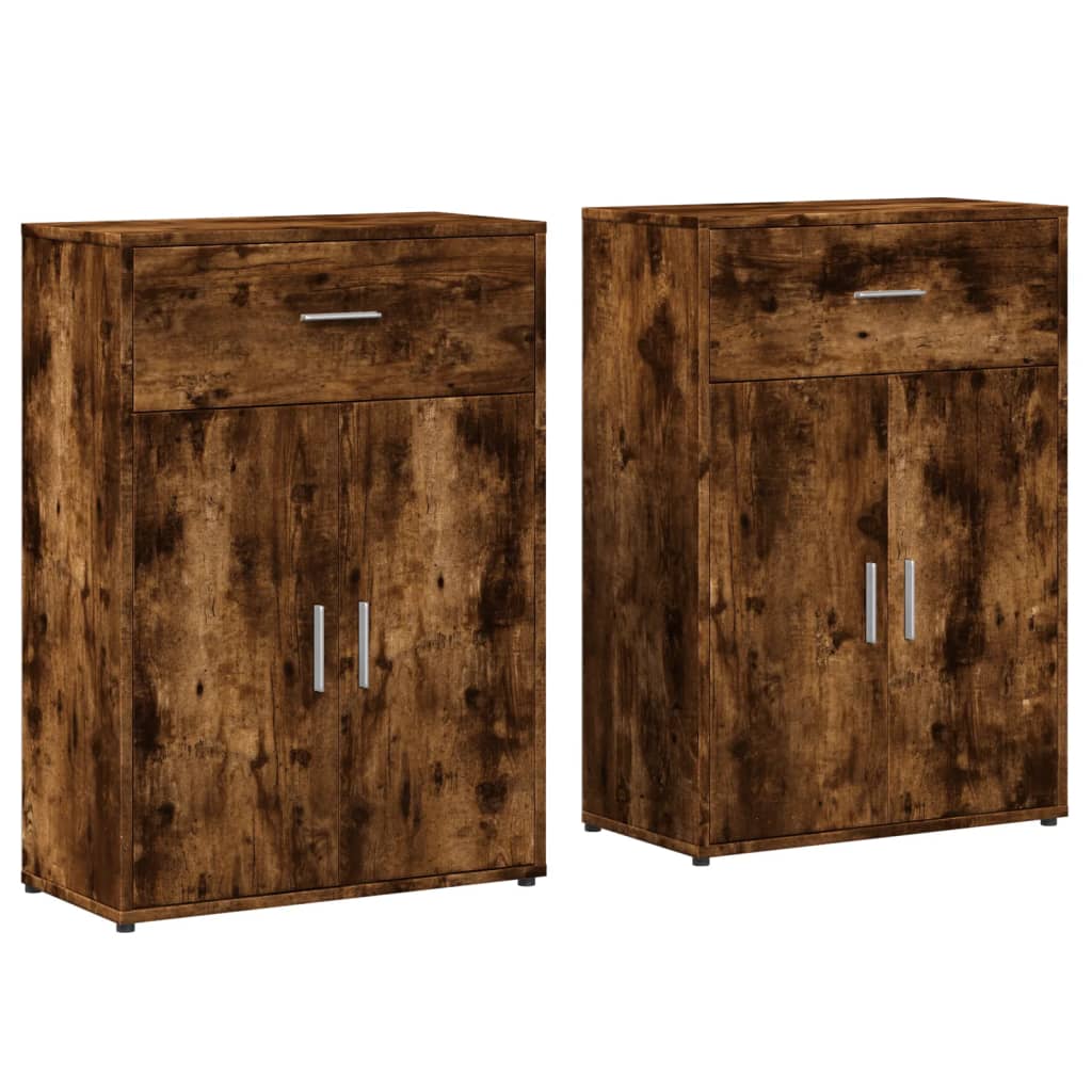 Skjenker 2 røkt eik 60x30x84 cm konstruert tre