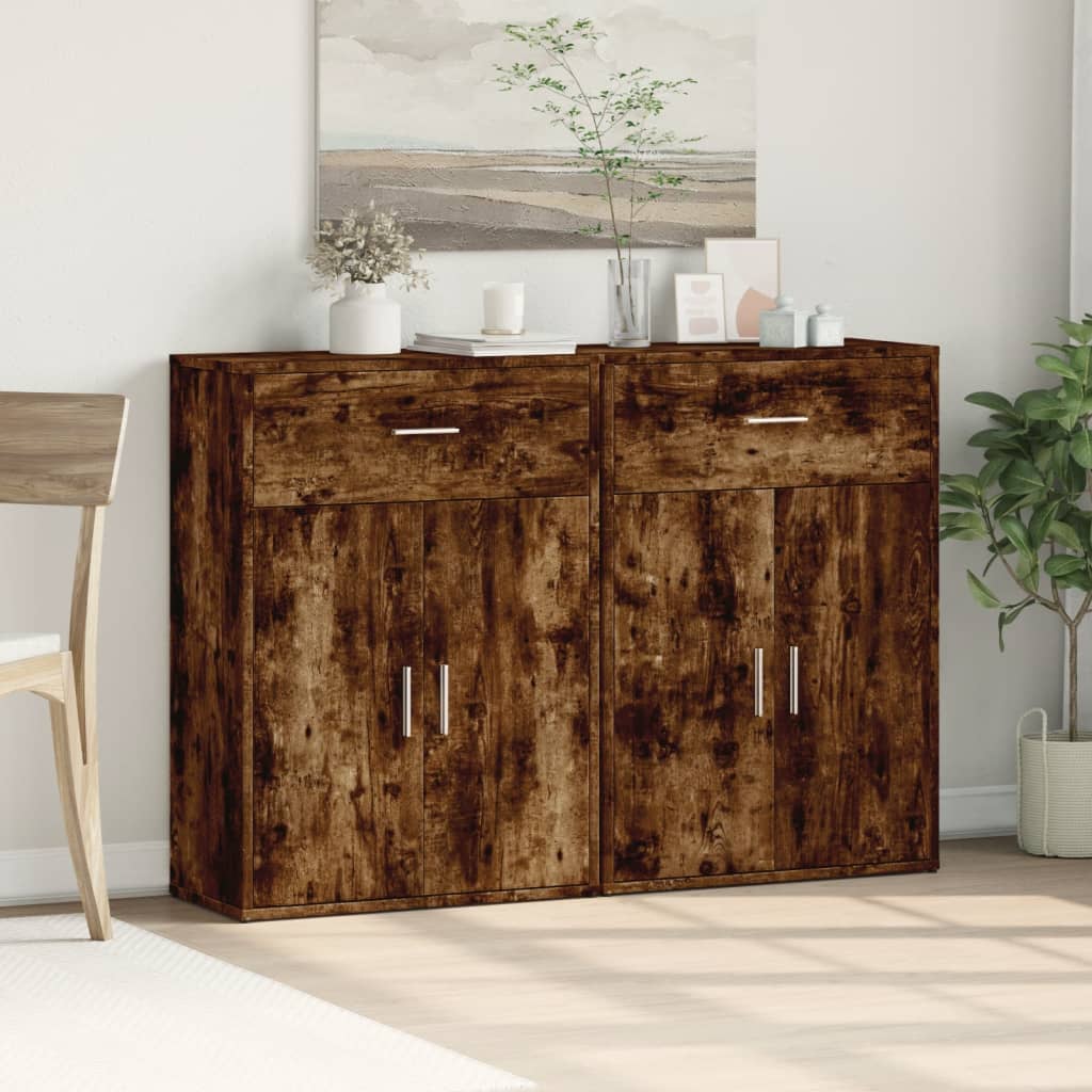 Skjenker 2 røkt eik 60x30x84 cm konstruert tre