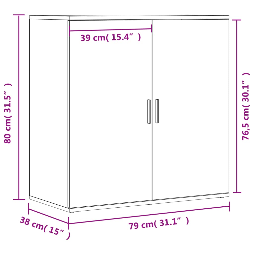 Skjenker 2 stk sonoma eik 79x38x80 cm konstruert tre