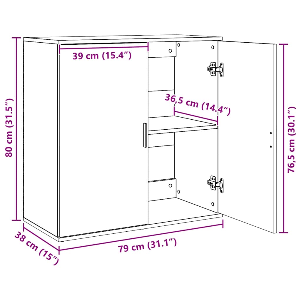 Skjenker 2 stk betonggrå 79x38x80 cm konstruert tre vidaXL