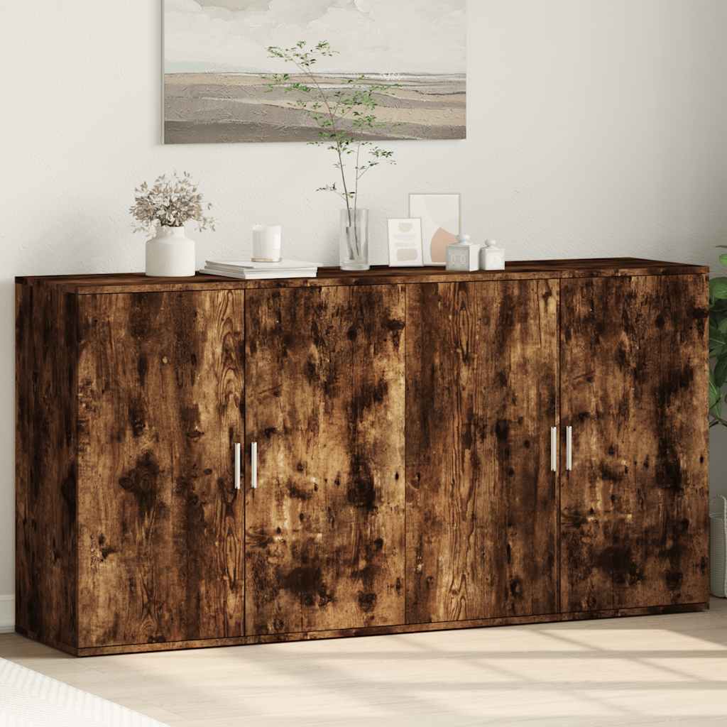Skjenker 2 stk røkt eik 79x38x80 cm konstruert tre vidaXL