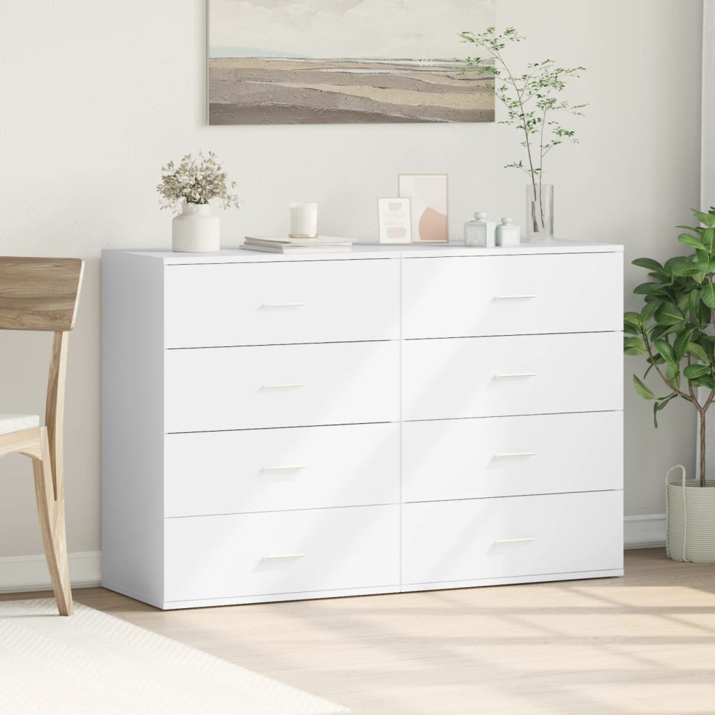 Skjenker 2 stk hvit 60x39x80 cm konstruert tre