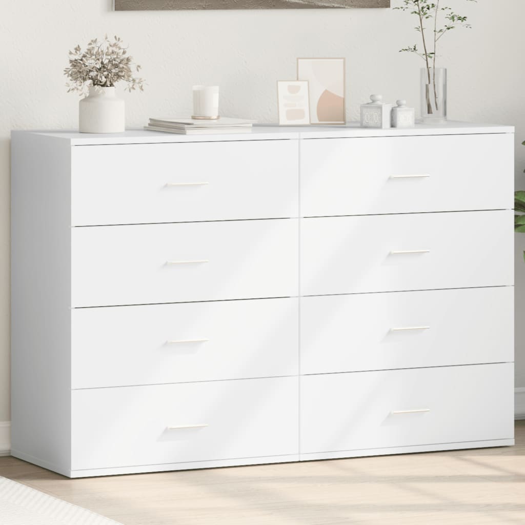 Skjenker 2 stk hvit 60x39x80 cm konstruert tre